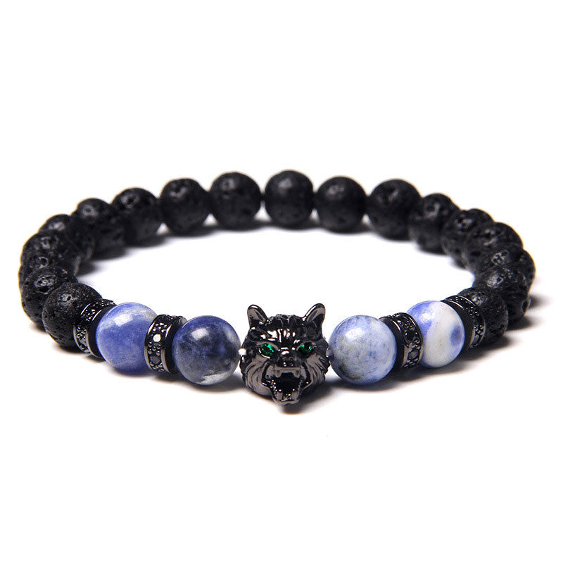 Olivenorma Blue Lace Agate Wolf Bracelet - Blue Lace Agate - image 1