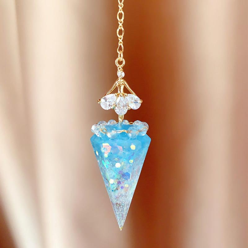 Olivenorma Clear Crystal Healing Orgone Pendulum