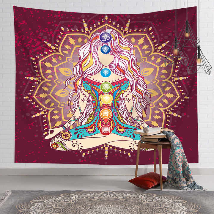 Olivenorma Yoga Backdrop Fabric Decorative Wall Covering Mural Tapestry - Flannel - Chakra#2 - 78.74"*59.05"(200*150cm) - image 2
