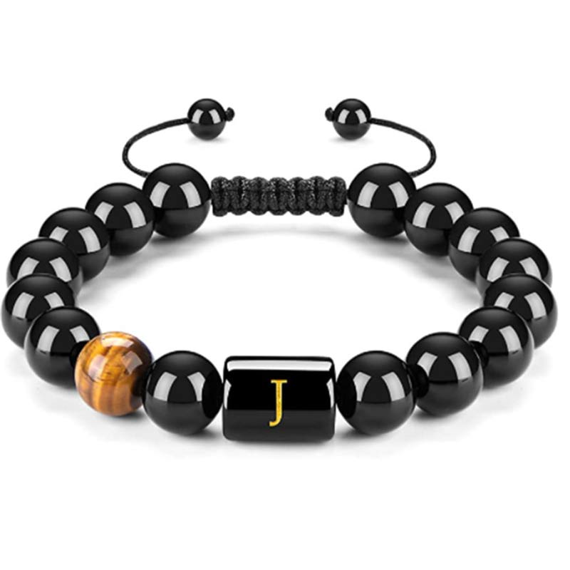 Olivenorma Tiger Eye With Black Onyx Healing Letter Bracelet