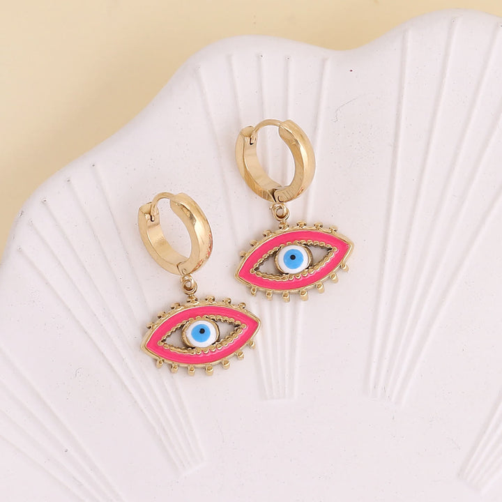 Olivenorma Color Epoxy Evil Eye Earrings - image 4