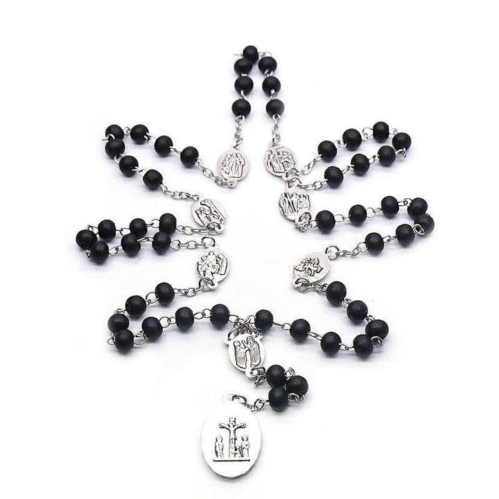 Olivenorma Madonna Black Onyx Rosary Necklace