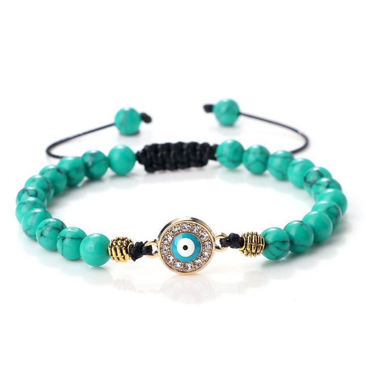 Olivenorma 6mm Natural Stone Zircon Beads Evil Eye Bracelet