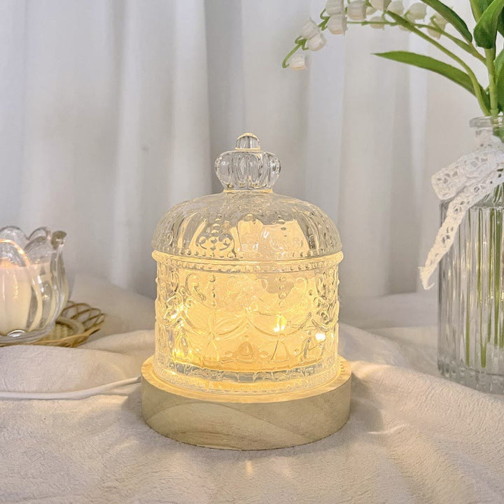 Olivenorma Diffuser Stone Carved Glass Cup Crystal Aromatherapy Lamp