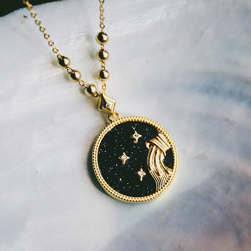 Blue Sandstone Listening Zodiac Necklace