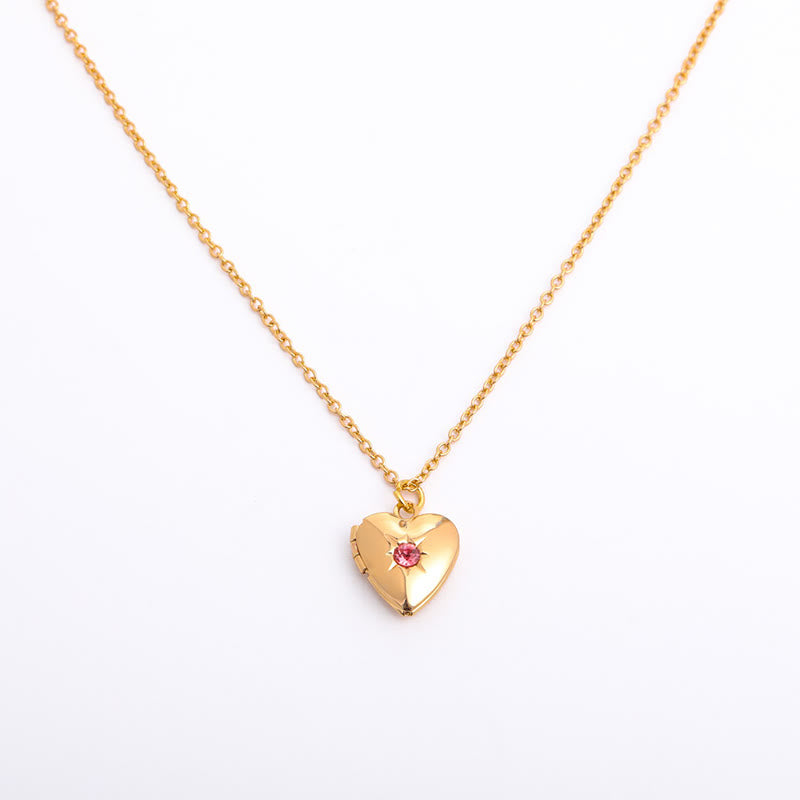 Olivenorma "Shine in My Heart"-Birthstone Heart Album Necklace