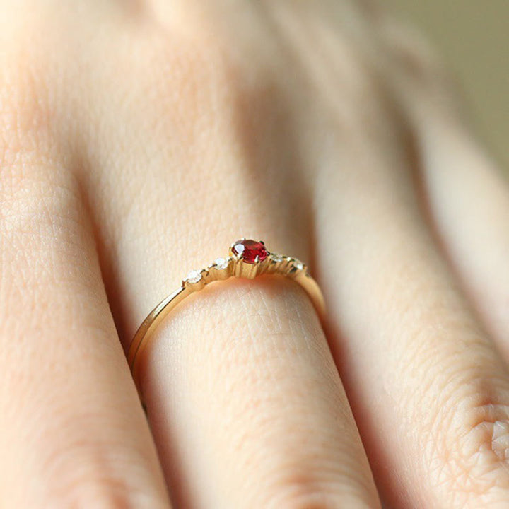 Olivenorma 18K Gold Garnet Minimalist Tiny Ring - image 4