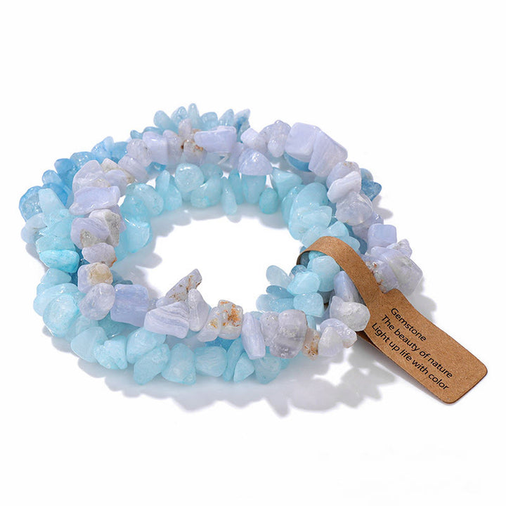 Olivenorma Natural Irregular Crystal Gravel Three Layer Bracelet