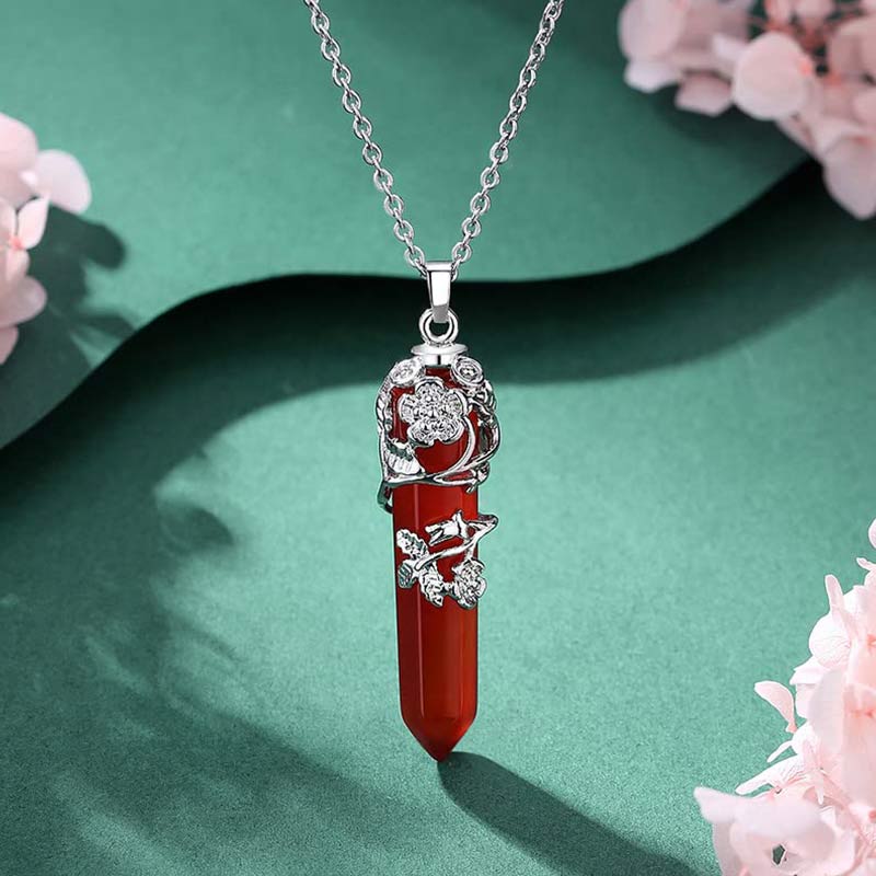 Olivenorma Natural Crystal Hexagonal Column Necklace