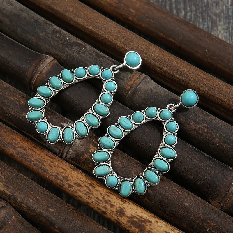 Olivenorma Waterdrop Cutout Set Turquoise Stud Bohemia Earrings