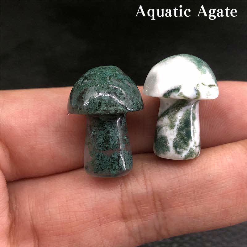 Olivenorma Natural Crystal Mini Mushroom Decoration  - Aquatic Agate - image 36