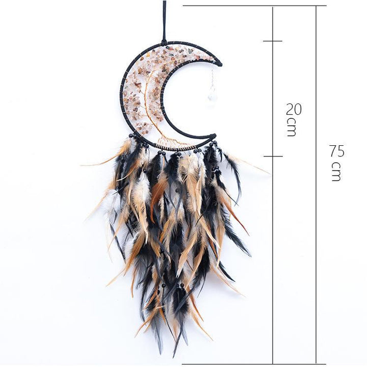 Olivenorma Natural Gravel Woven Tree of Life Moon Dream Catcher