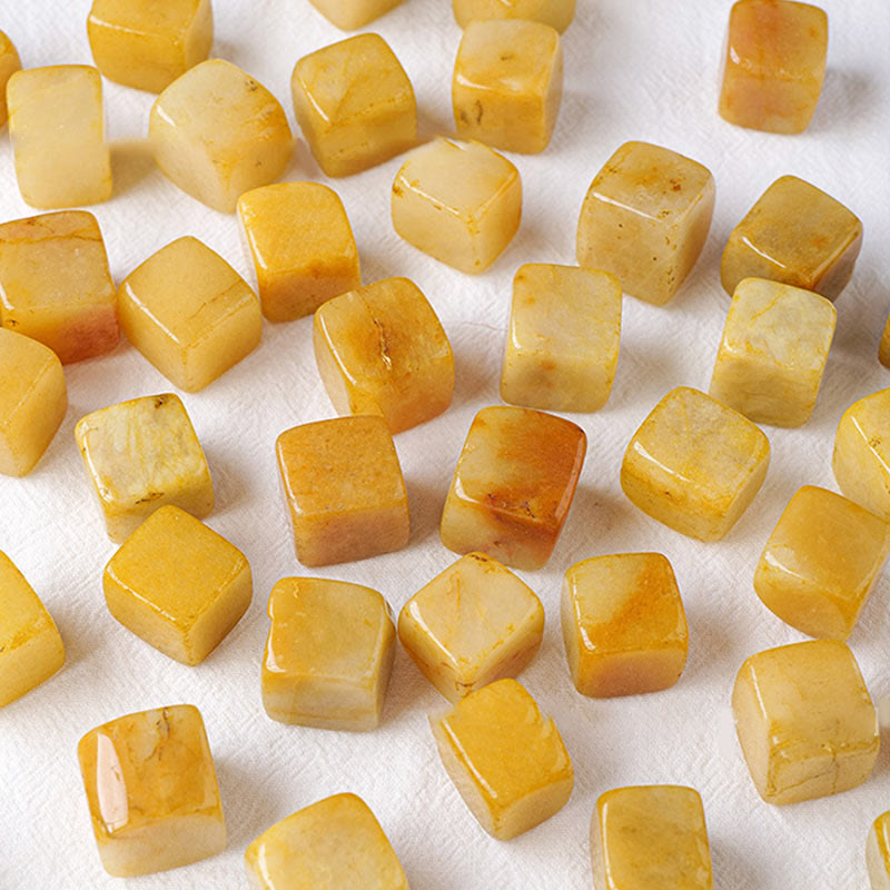 Olivenorma Yellow Agate Crystal Cube Natural Stone