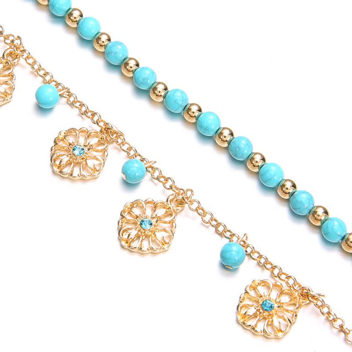 Olivenorma 2 - Piece Unique Turquoise Beaded Bracelet Anklets