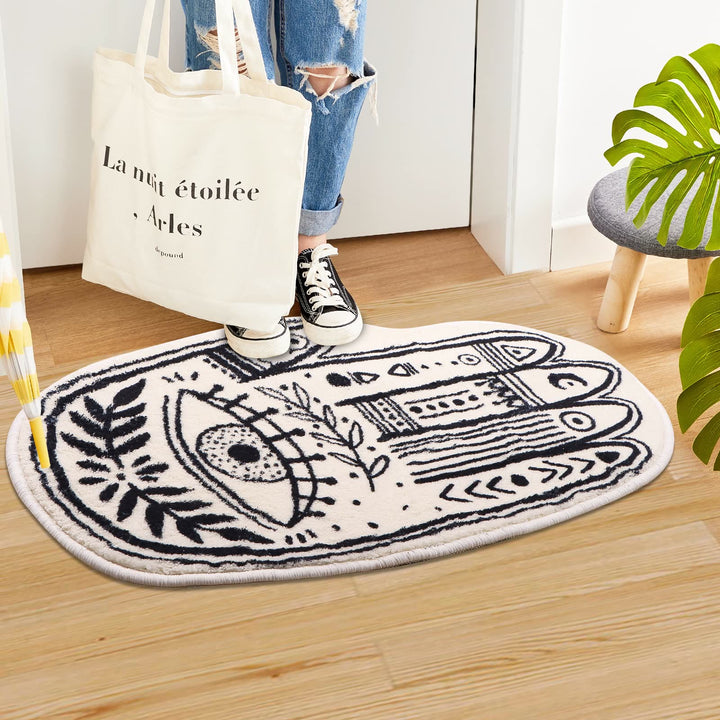 Olivenorma White Hamsa Symbol Soft Area Carpet