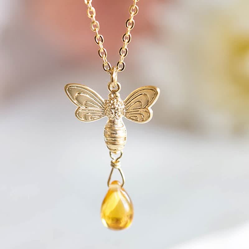Olivenorma Bee Topaz Honey Drop Amber Earrings & Necklace - Necklace - image 2