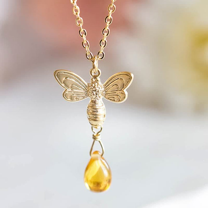 Olivenorma Bee Topaz Honey Drop Amber Earrings & Necklace