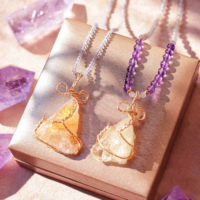 Olivenorma Natural Crystal Rough Handmade Pendant Necklace