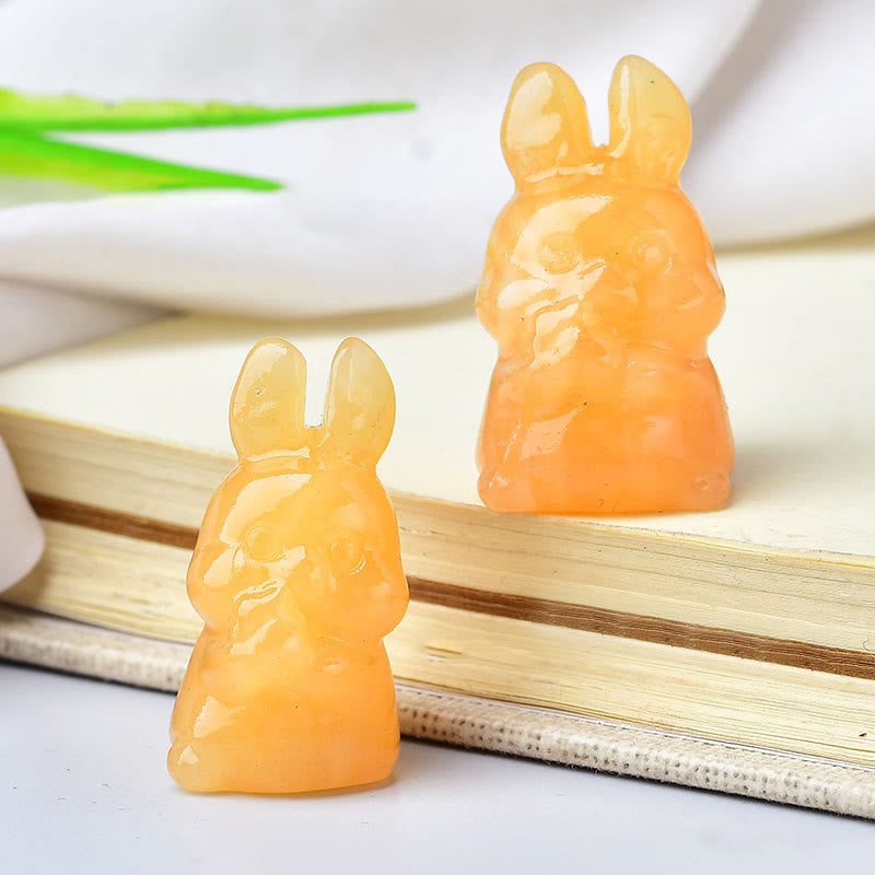 Olivenorma Natural Crystal Carrot Rabbit Carving Gemstone Decoration - Yellow Aventurine - image 1
