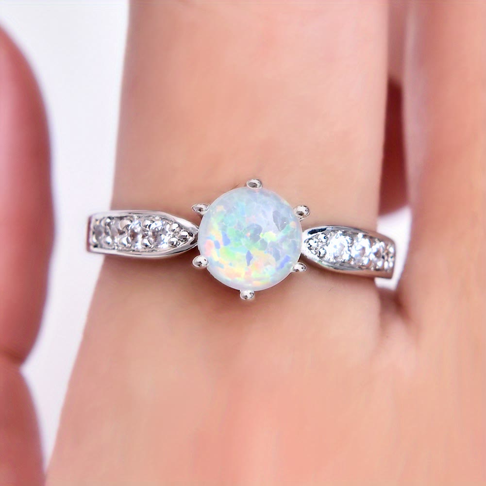 Olivenorma Six Claws Round Opal Edge Band Ring