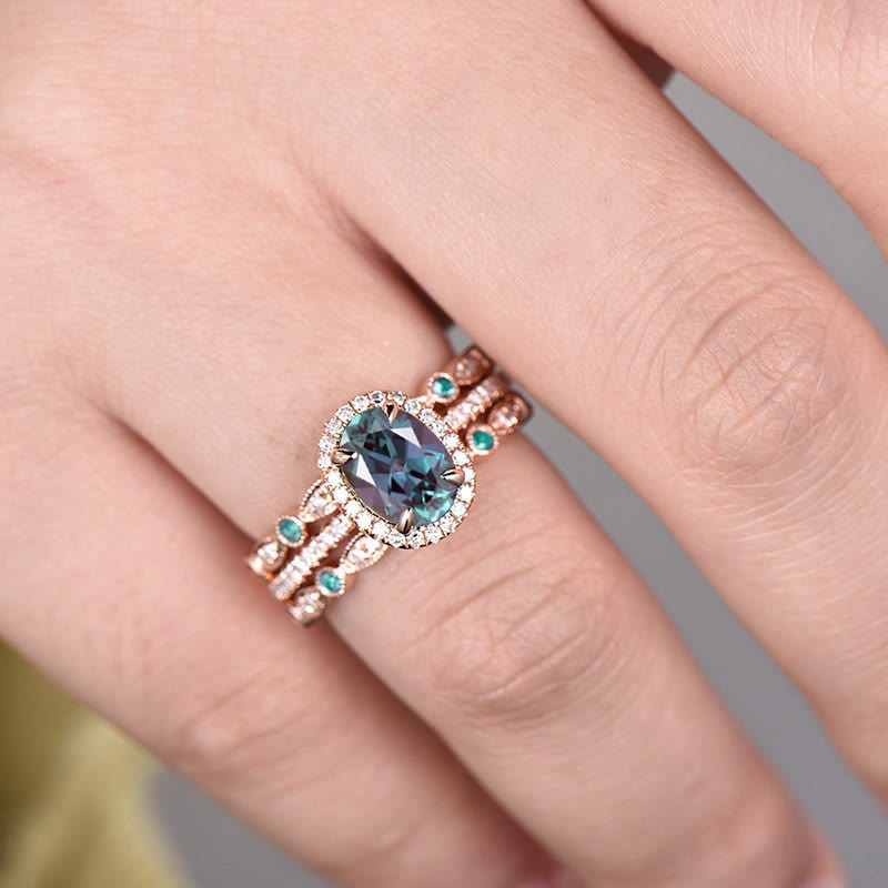 FREE Today: Alexandrite & Emerald 3 - piece Ring - image 1