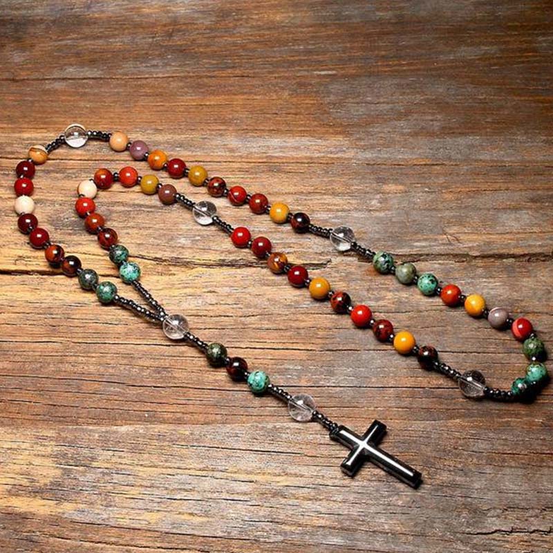 Olivenorma Natural stone Cross Symbol Necklace Bracelet