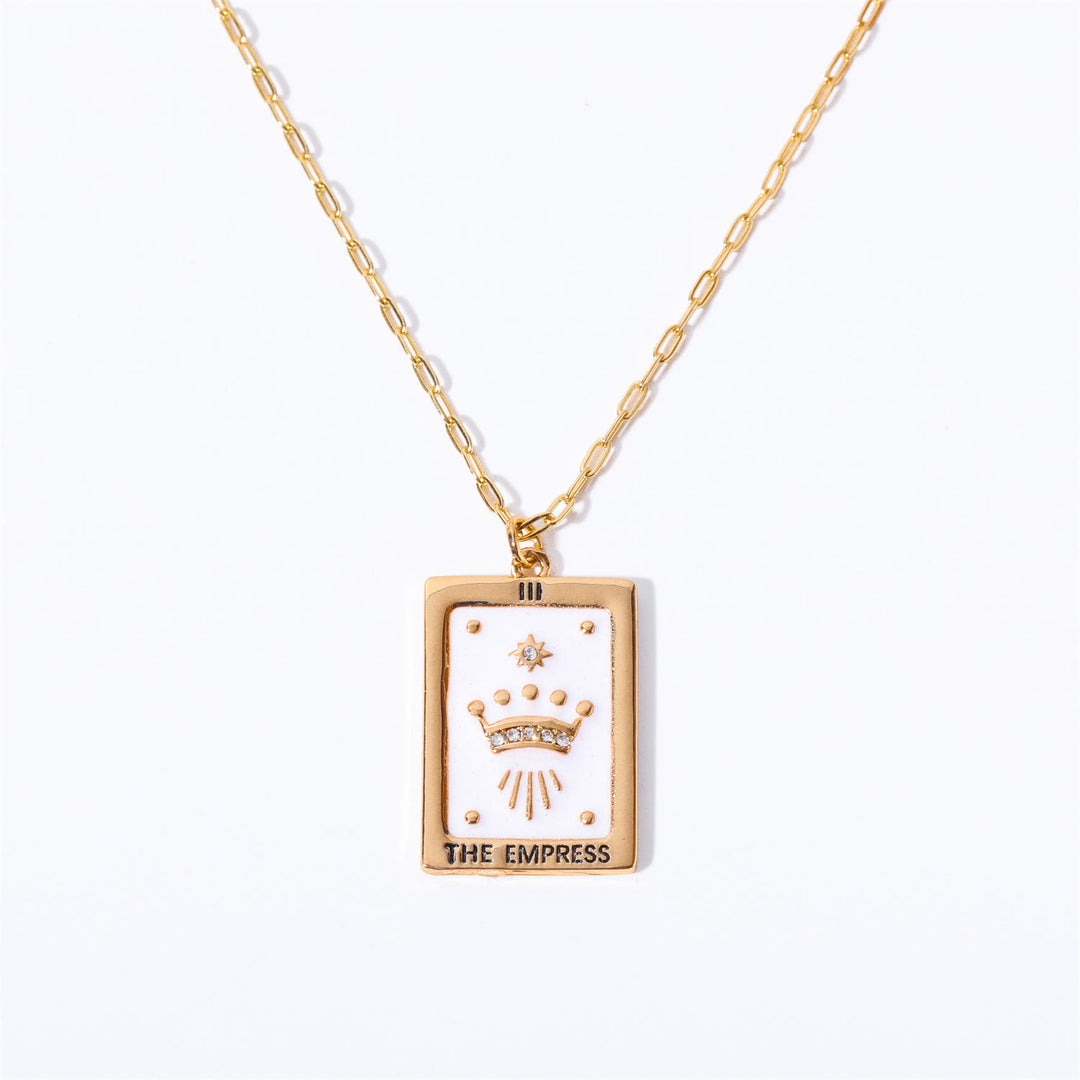 Olivenorma Vintage Tarot Card Square Pendant Titanium Steel Necklace