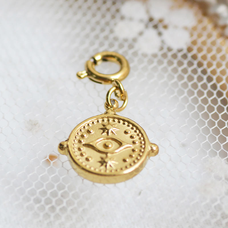 Olivenorma Geometric Round Or Water Drop Crystal Gold Pendant Necklace - Circle & Evil Eye - Necklace #4 - image 12