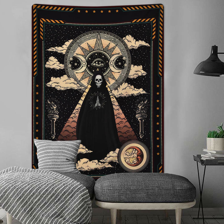 Olivenorma Sun Moon Wizard Witch Skull Tapestry