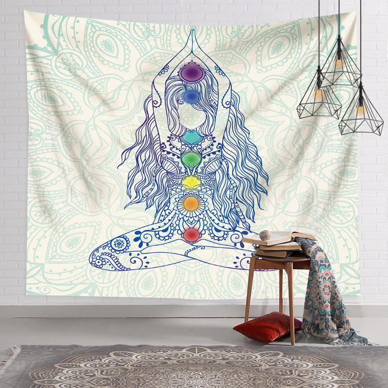 Olivenorma Yoga Backdrop Fabric Decorative Wall Covering Mural Tapestry - Flannel - Chakra#1 - 78.74"*59.05"(200*150cm) - image 1