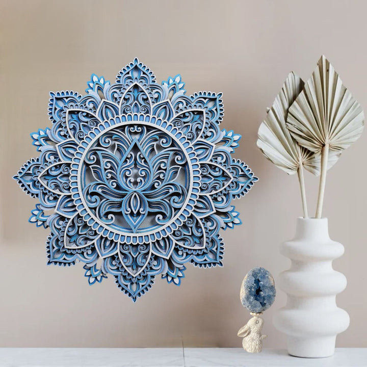 Olivenorma Blue Lotus Mandala 3D Painting Wall Decor