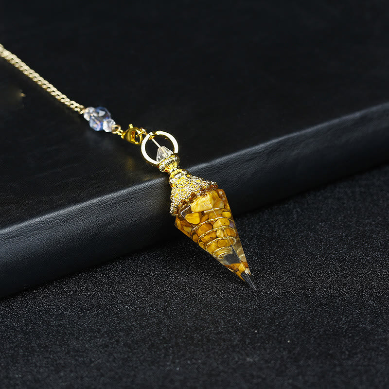 Olivenorma Natural Crystal Resin Hexagonal Pyramid Pendulum - image 1