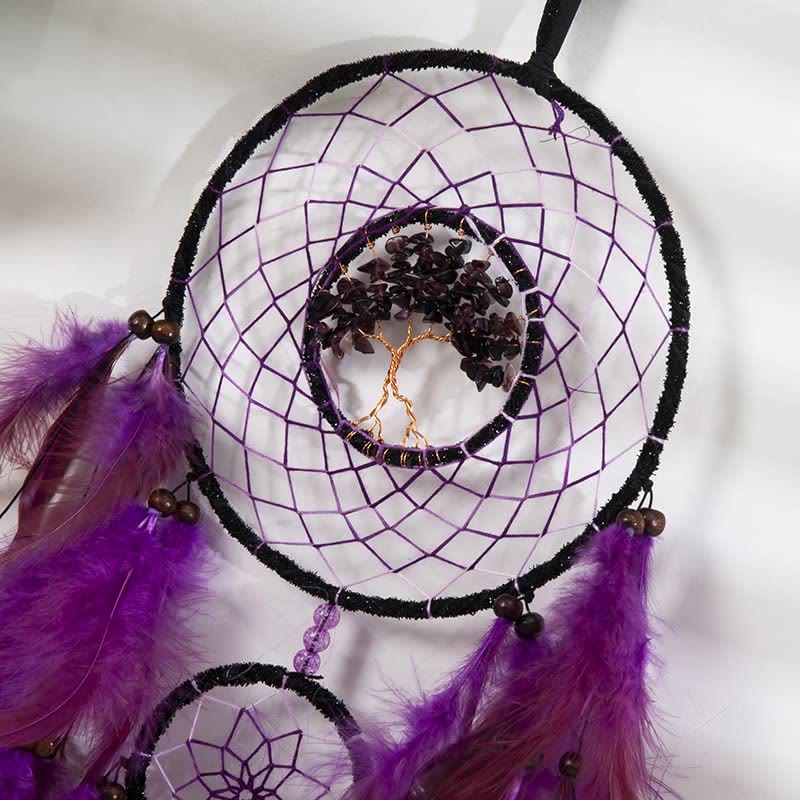 Olivenorma Amethyst Crystal Tree of Life Dream Catcher