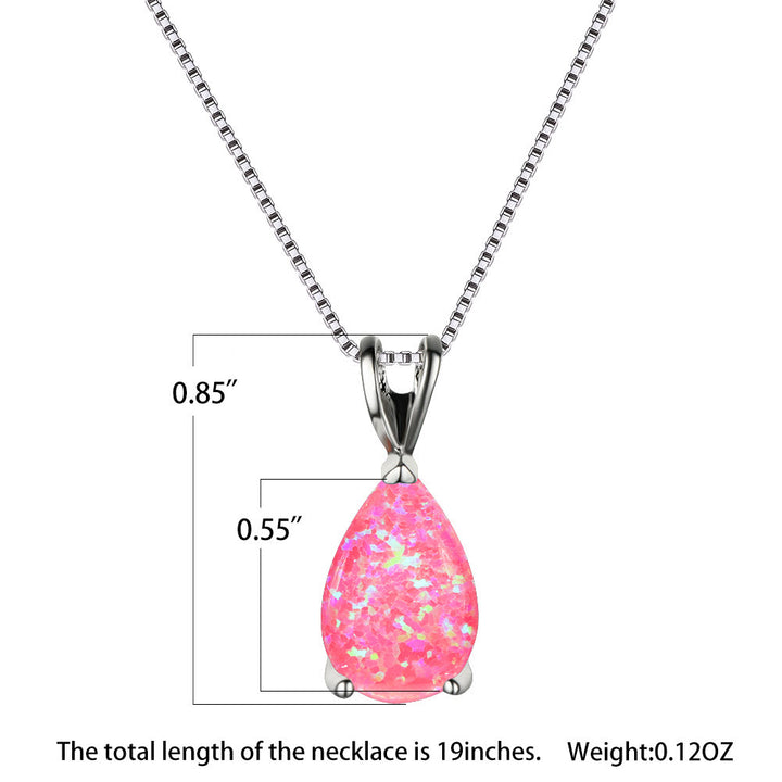 Olivenorma Synthetic Opal Water Drop Pendant Simple Necklace