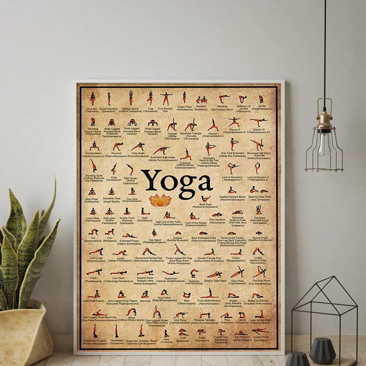 Olivenorma Gym Yoga Chart Pose Home Poster