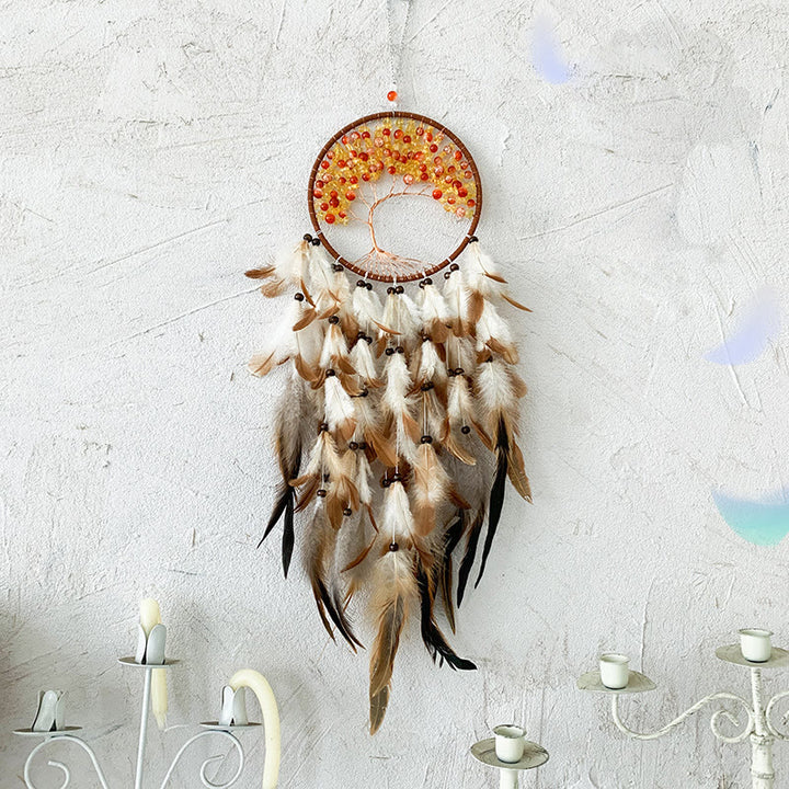 Olivenorma Acrylic Beads Tree of Life Feather Dream Catcher