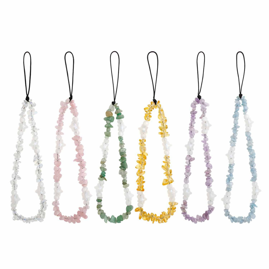 Olivenorma Handmade Crushed Stone Pearl Pentagram Beading Phone Strap