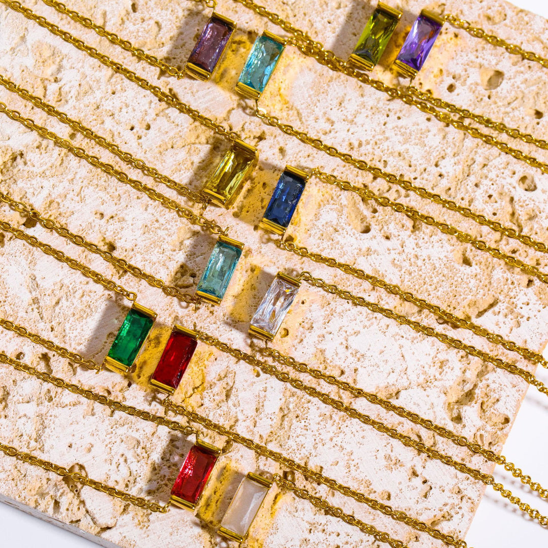 Olivenorma Simple Rectangular Birthstone Pendant Stainless Steel  Gift Card Necklace - image 47