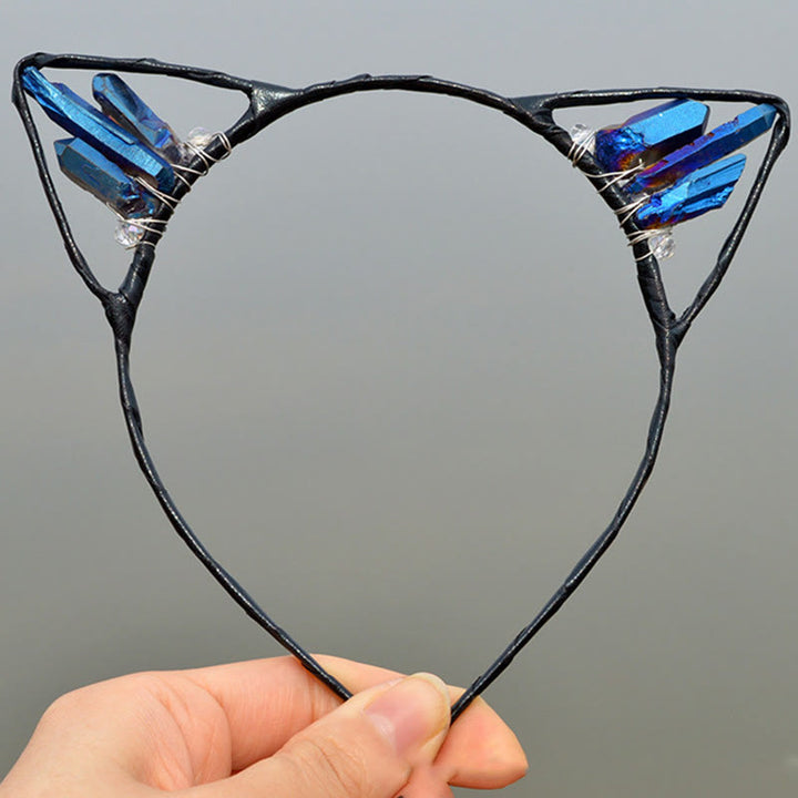 Olivenorma Electroplating Crystal Cat Ears Headband