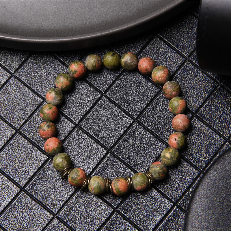 Olivenorma Polished Natural Stone 8mm Bead Stretch Yoga Bracelet