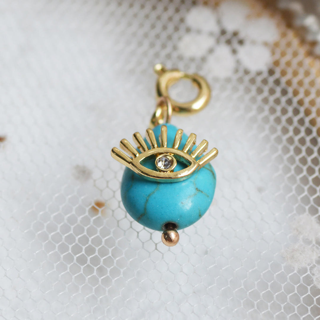 Olivenorma Geometric Round Or Water Drop Crystal Gold Pendant Necklace - Turquoise & Evil Eye - Necklace #4 - image 19
