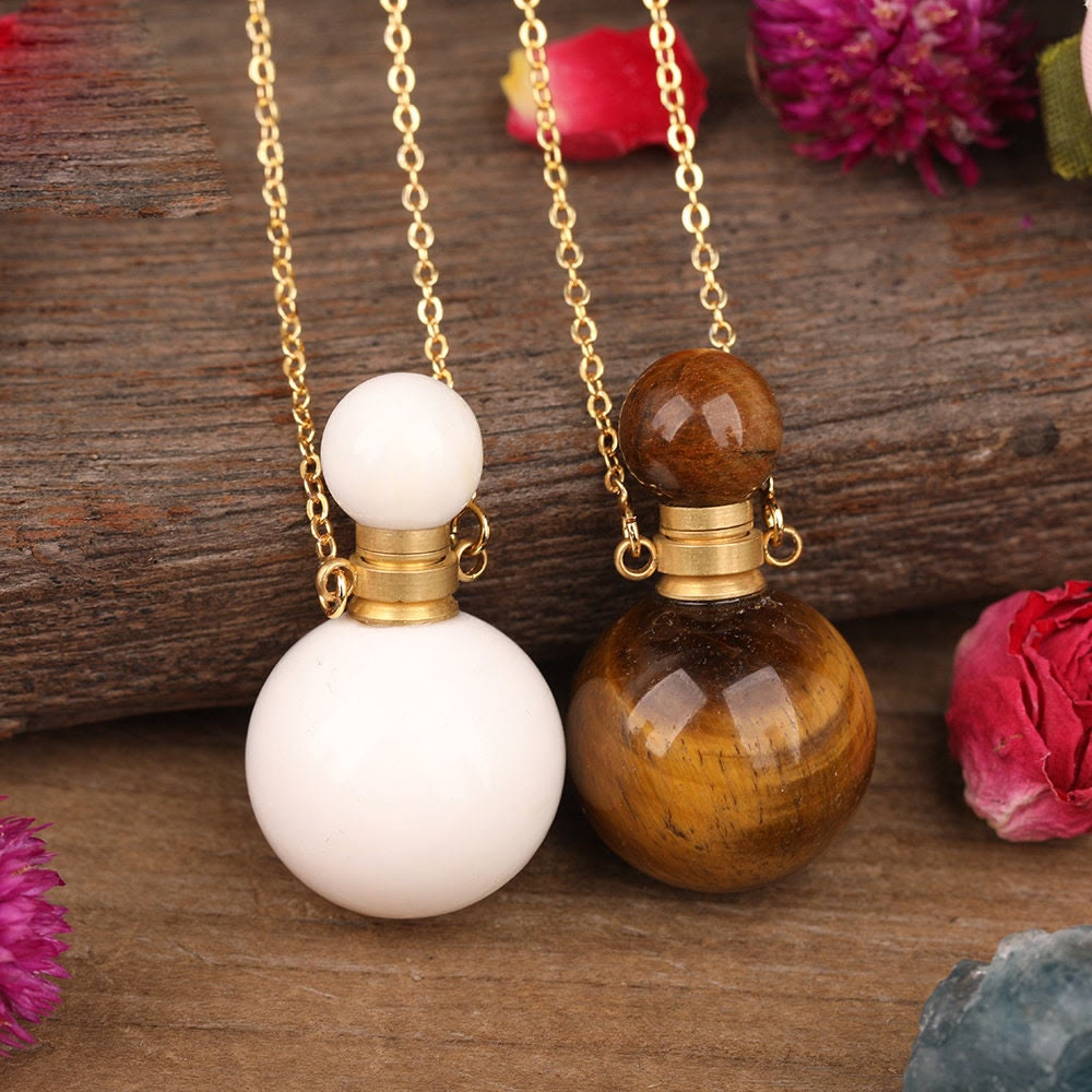 Olivenorma Round Stone Perfume Bottle Pendant Pendants Necklace