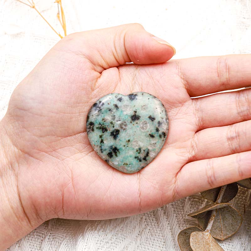 Olivenorma Dalmatian Jasper Heart Worry Stone - image 1