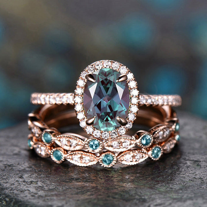 FREE Today: Alexandrite & Emerald 3 - piece Ring - Alexandrite - 11 - image 0