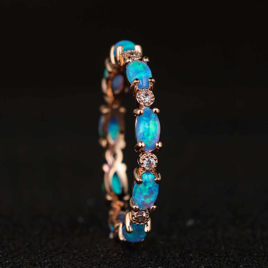 FREE Today: "Secret Energy" - Color Opal Retro Black Gold Ring - Blue Opal - Gold - 13 - image 7