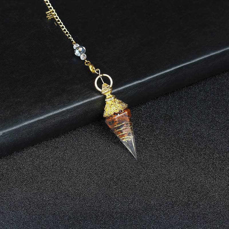 Olivenorma Natural Crystal Resin Hexagonal Pyramid Pendulum - Red Obsidian - image 13