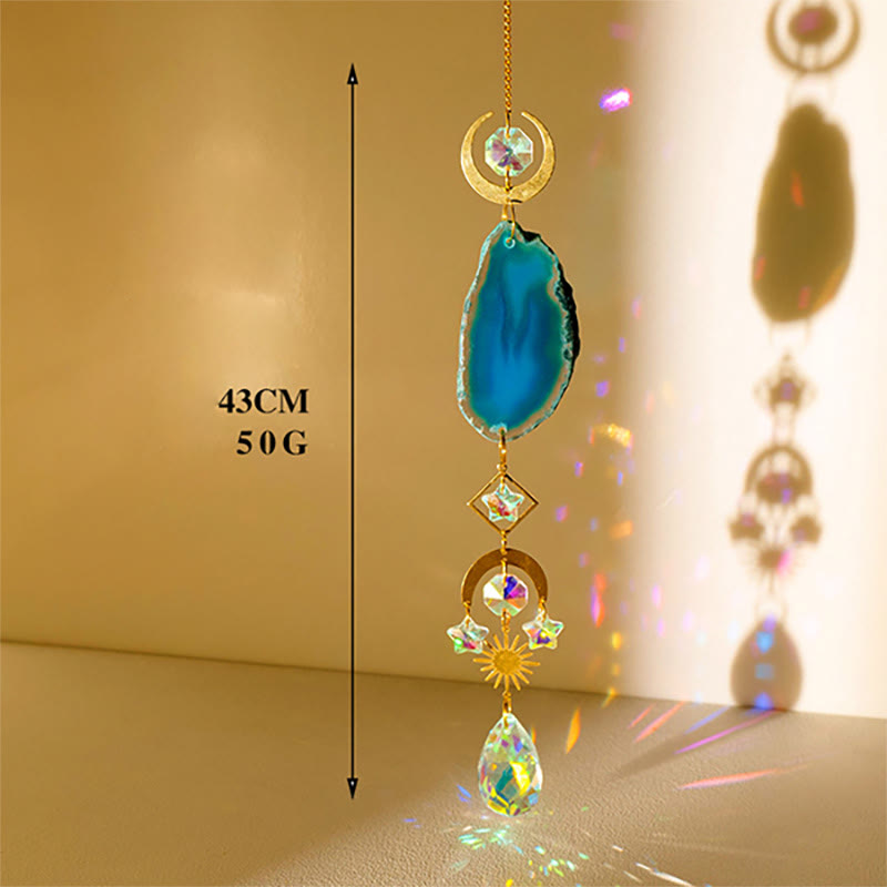 Olivenorma Natural Crystal Agate Chip Suncatcher Wind Chime