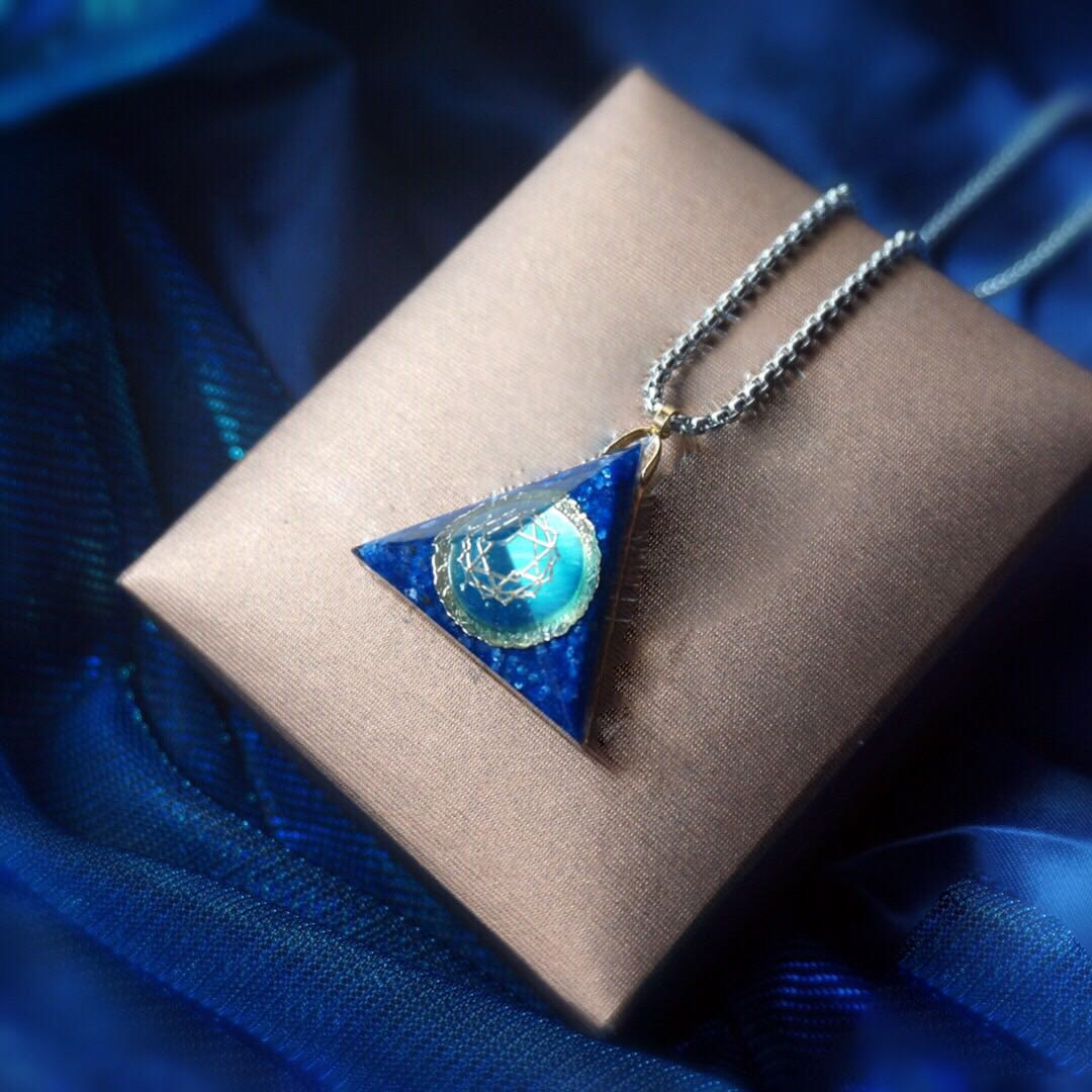 Olivenorma Lapis Lazuli Aquamarine Triangular Organe Necklace