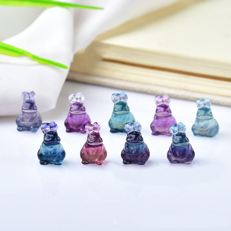 Olivenorma Natural Color Fluorite Mini Rabbit Gemstone Decoration - image 1