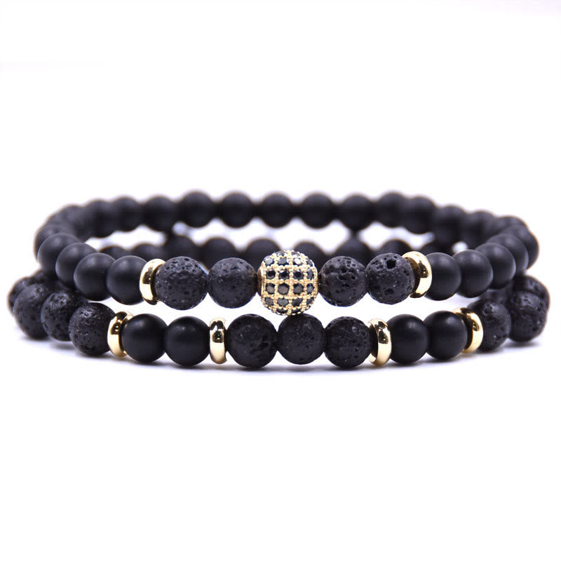 Olivenorma Natural Crystal Two Layer Beaded Men Bracelet